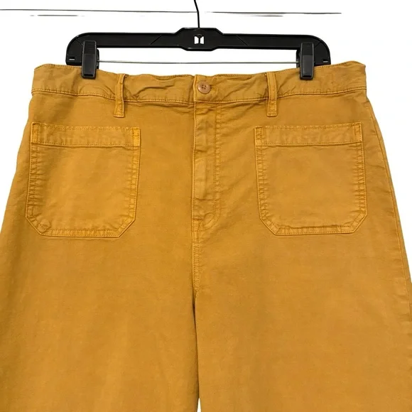 Point Sur J. Crew Wide Leg Cropped Pants Washed Mustard Yellow, Sz 32 - Picture 8 of 14